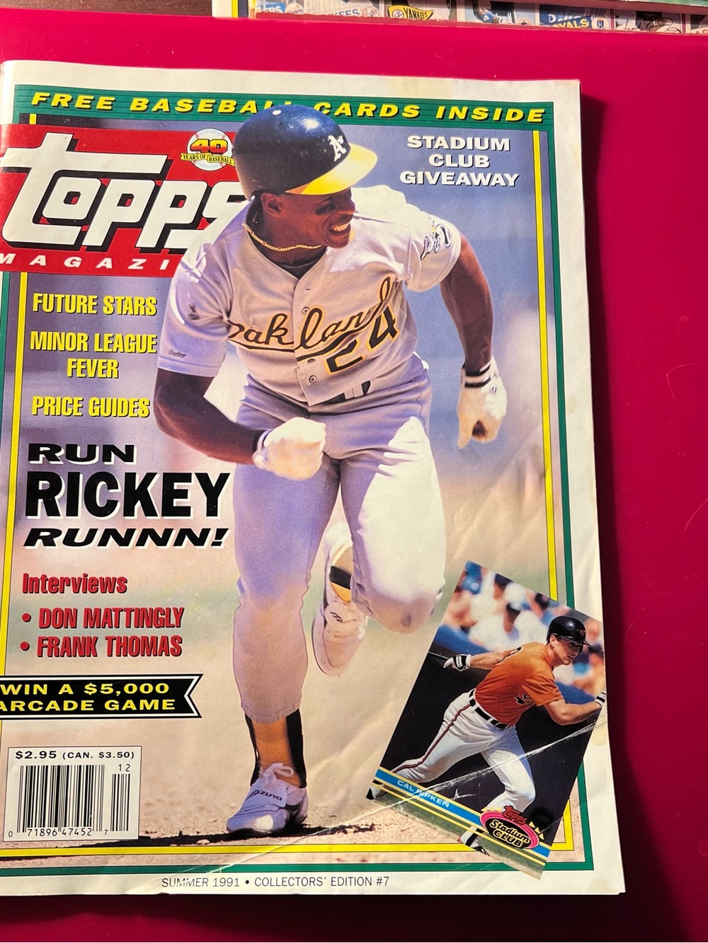 Rickey Henderson Summer 1991 Topps Magazine with Cards + Poster *1